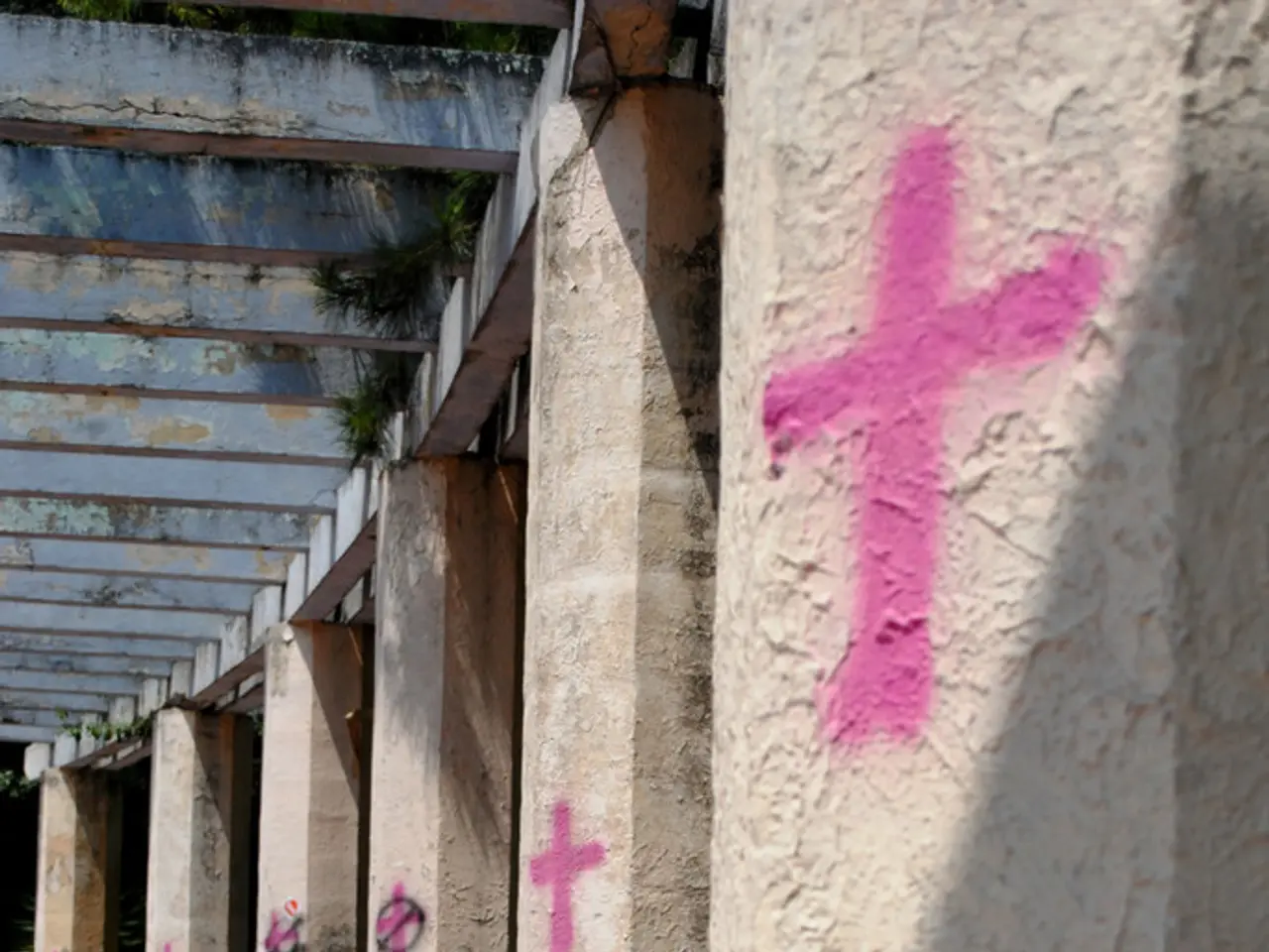 In this picture we can see pillars on the right side, at the bottom there are some tiles, we can...